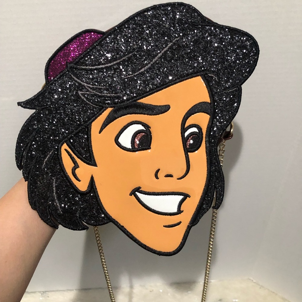 Danielle Nicole Black Glitter Aladdin Face Crossbody Bag